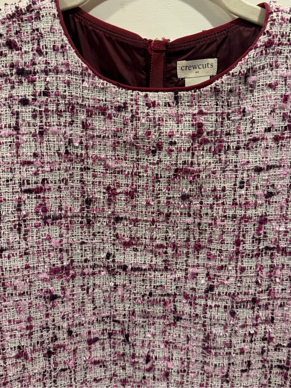 Crewcuts by J.Crew Girls’ Girly Tweed Shift Dress Pink Burgundy Size 10 - Picture 2 of 11
